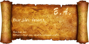 Burján Anett névjegykártya