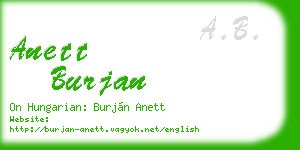 anett burjan business card